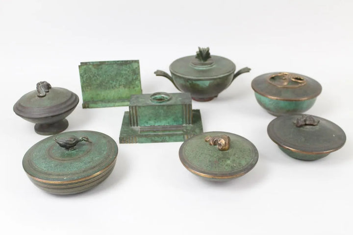 Carl Sorensen Art Deco Bronze Inkwell