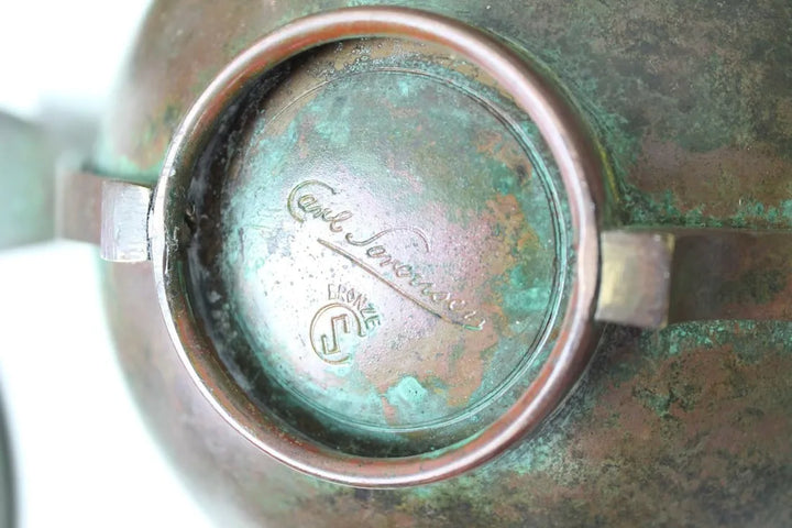 Carl Sorensen Art Deco Bronze Bowl - Leaf Lid