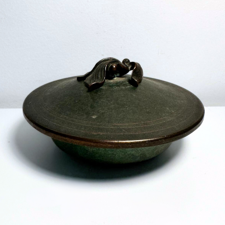 Carl Sorensen Art Deco Bronze Bowl - Leaf Lid