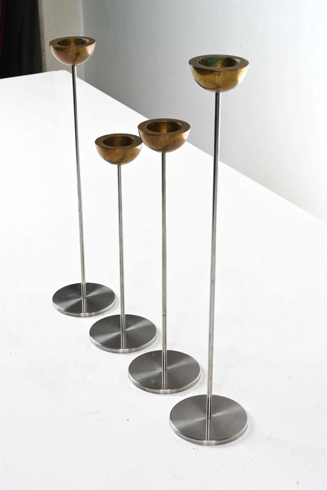 Set of 4 Paul Stilling Danish Modernist Candlesticks