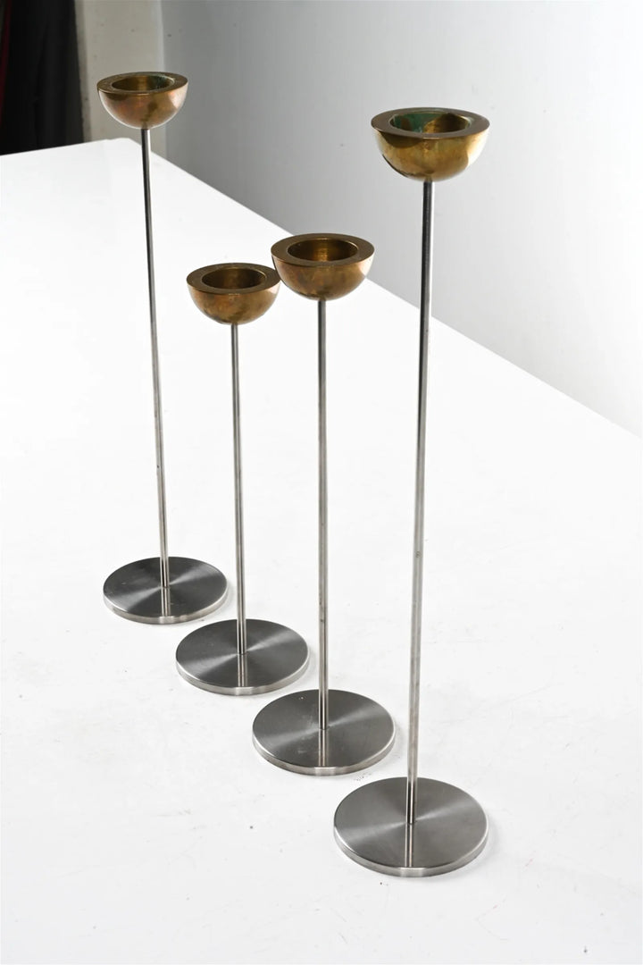 Set of 4 Paul Stilling Danish Modernist Candlesticks