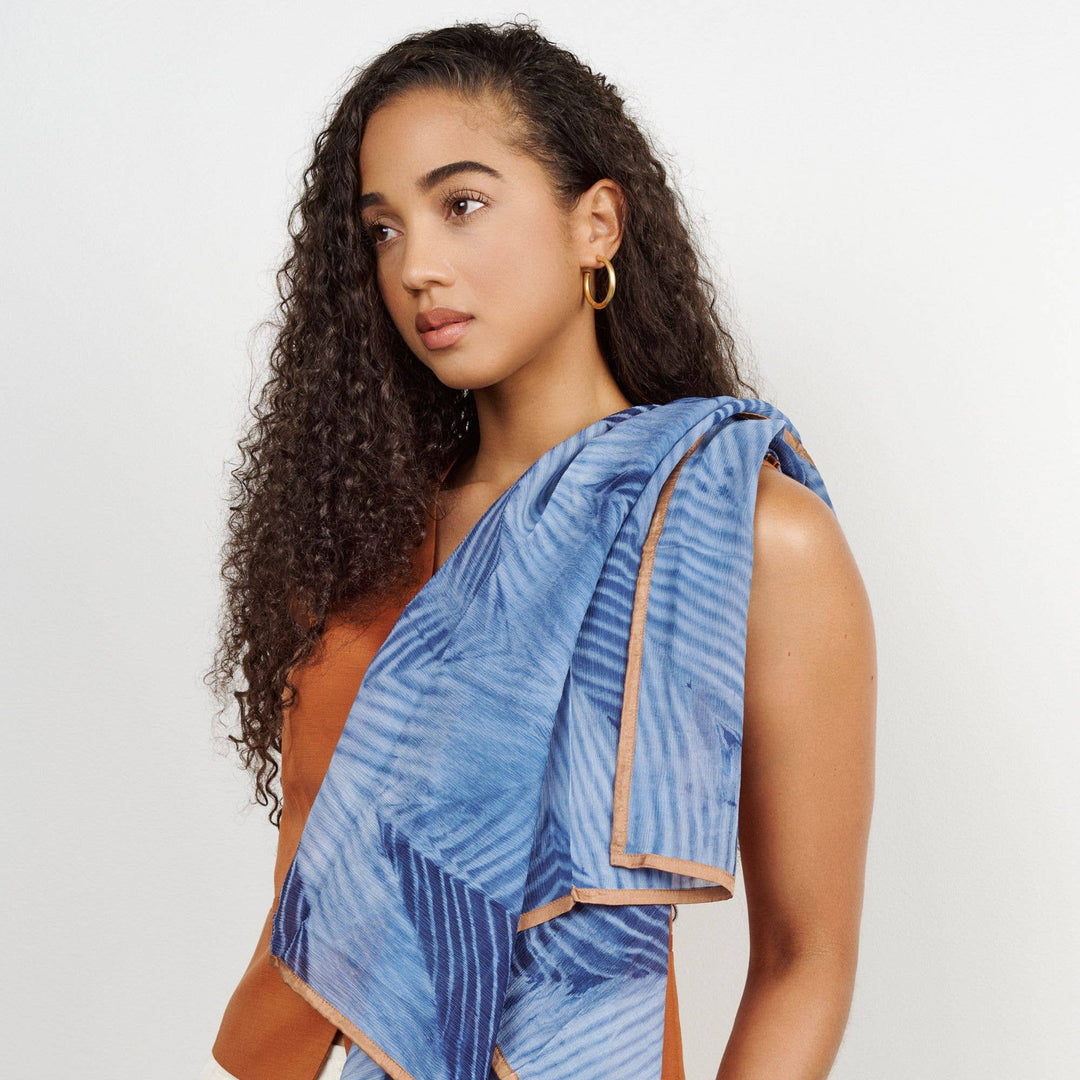 Samu Indigo Silk Chiffon Scarf