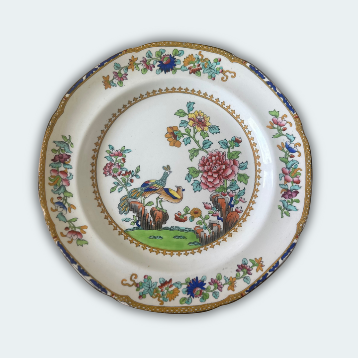 4 Copeland Spode Peacock Dinner Plates