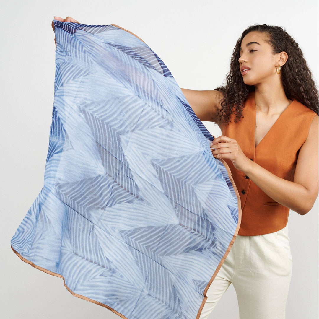 Samu Indigo Silk Chiffon Scarf