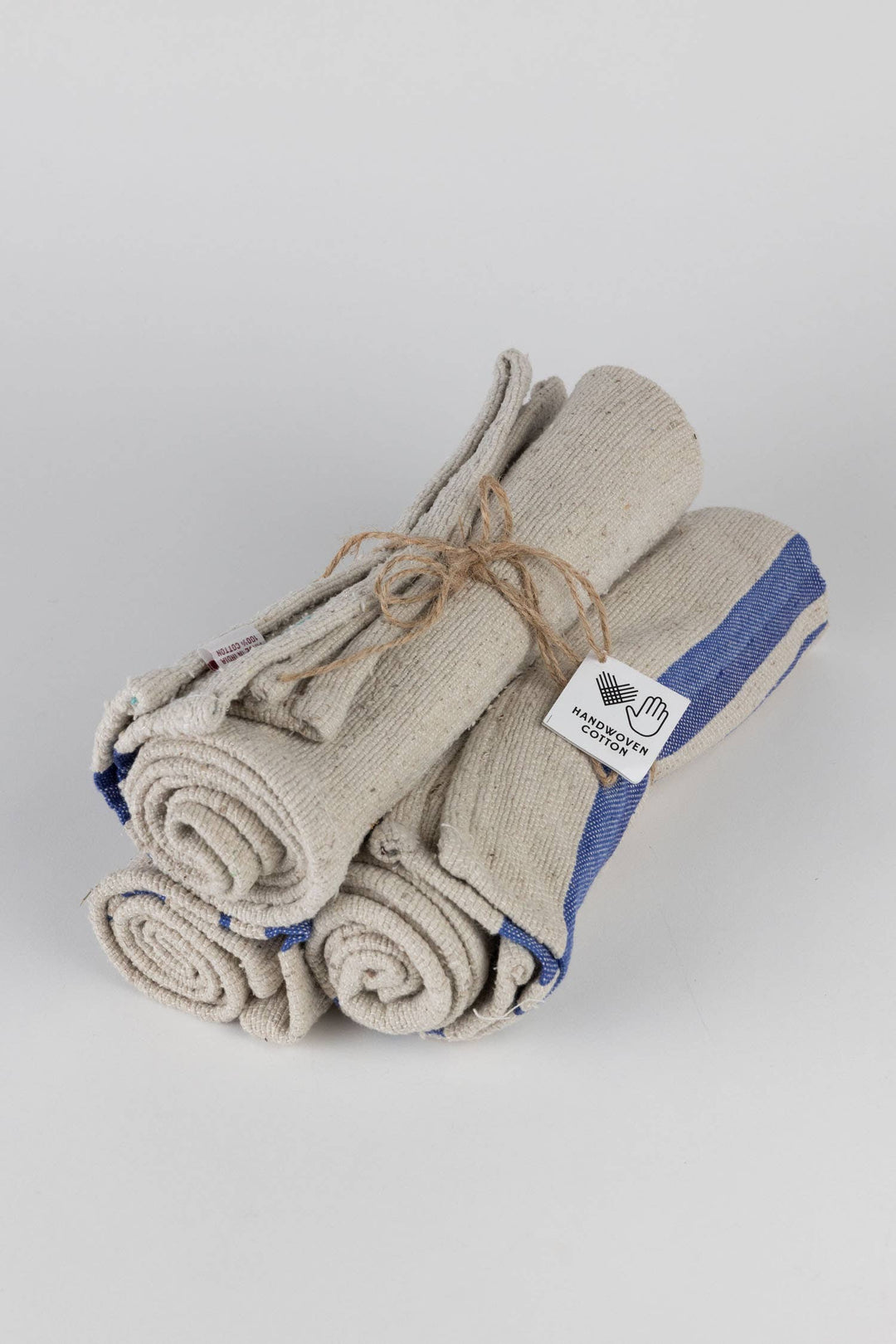 Blue Tan Stripe Tea Towel Set - Set of Three