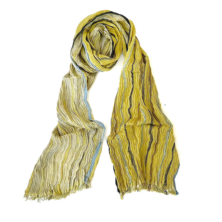 Yellow Crinkled Silk Scarf