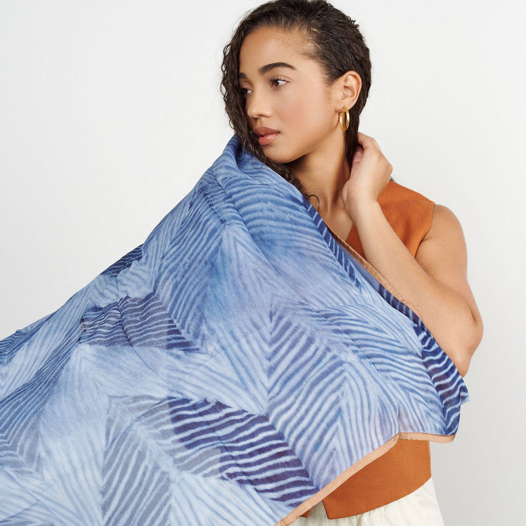 Samu Indigo Silk Chiffon Scarf