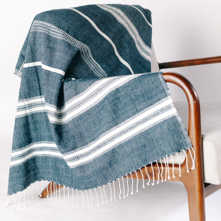 Aden Throw - Navy / Natural