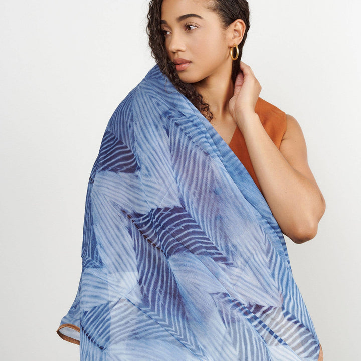 Samu Indigo Silk Chiffon Scarf