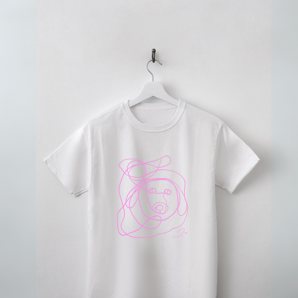 t-shirt with pink dog