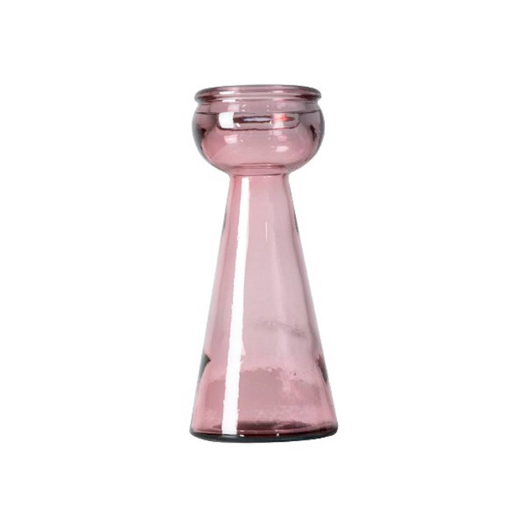 pink glass candle holder 