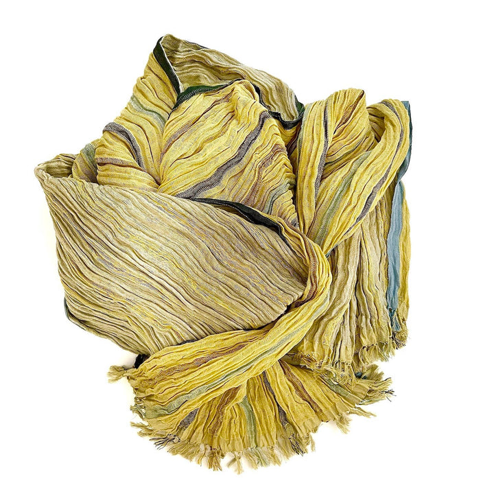 Yellow Crinkled Silk Scarf